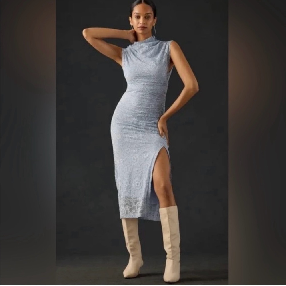NWOT Anthropologie Light Blue Lace Detail Dress